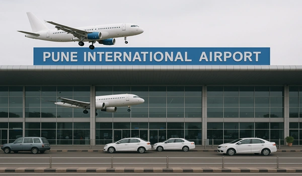Aerial view of Pune International Airport located near Saheel Codename Firstmover Project site